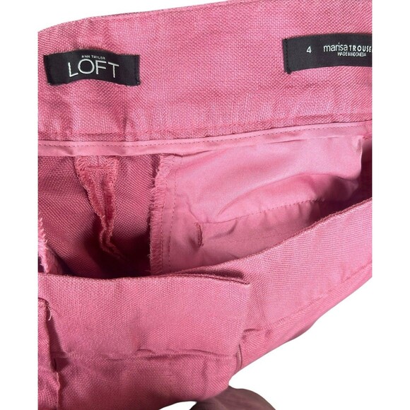 Loft Marisa Pants Womens 4 Pink Linen Lined Trouser Wide Leg Party Classic EUC - Picture 10 of 11